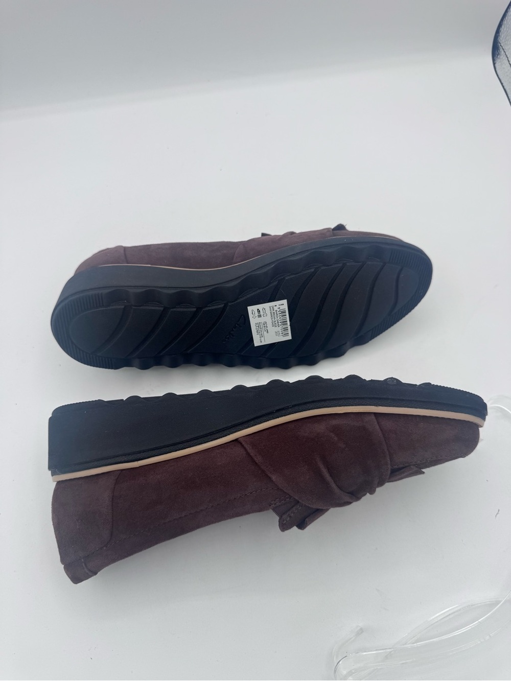 Clarks Brown Suede Knotted Vamp Loafers sz8m - Picture 3 of 9